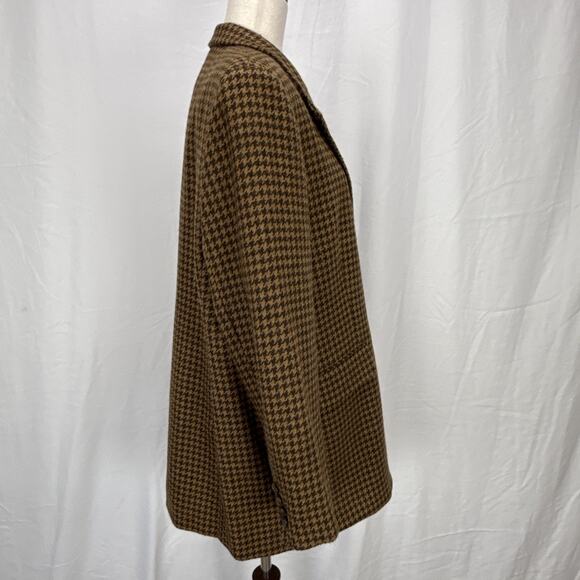 Ralph Lauren Womens Vintage Brown Houndstooth Wool One Button Blazer Size 16W - Picture 6 of 8